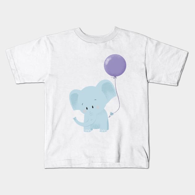 Party Cute Baby Elephant with Air Balloon Kids T-Shirt by My_Store